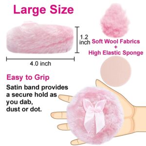 Large Fluffy Powder Puff, Body Cosmetic Powder Puff, Soft Face Body Powder Puff for Baby& Kid& Adult (4 Inch, Pink)