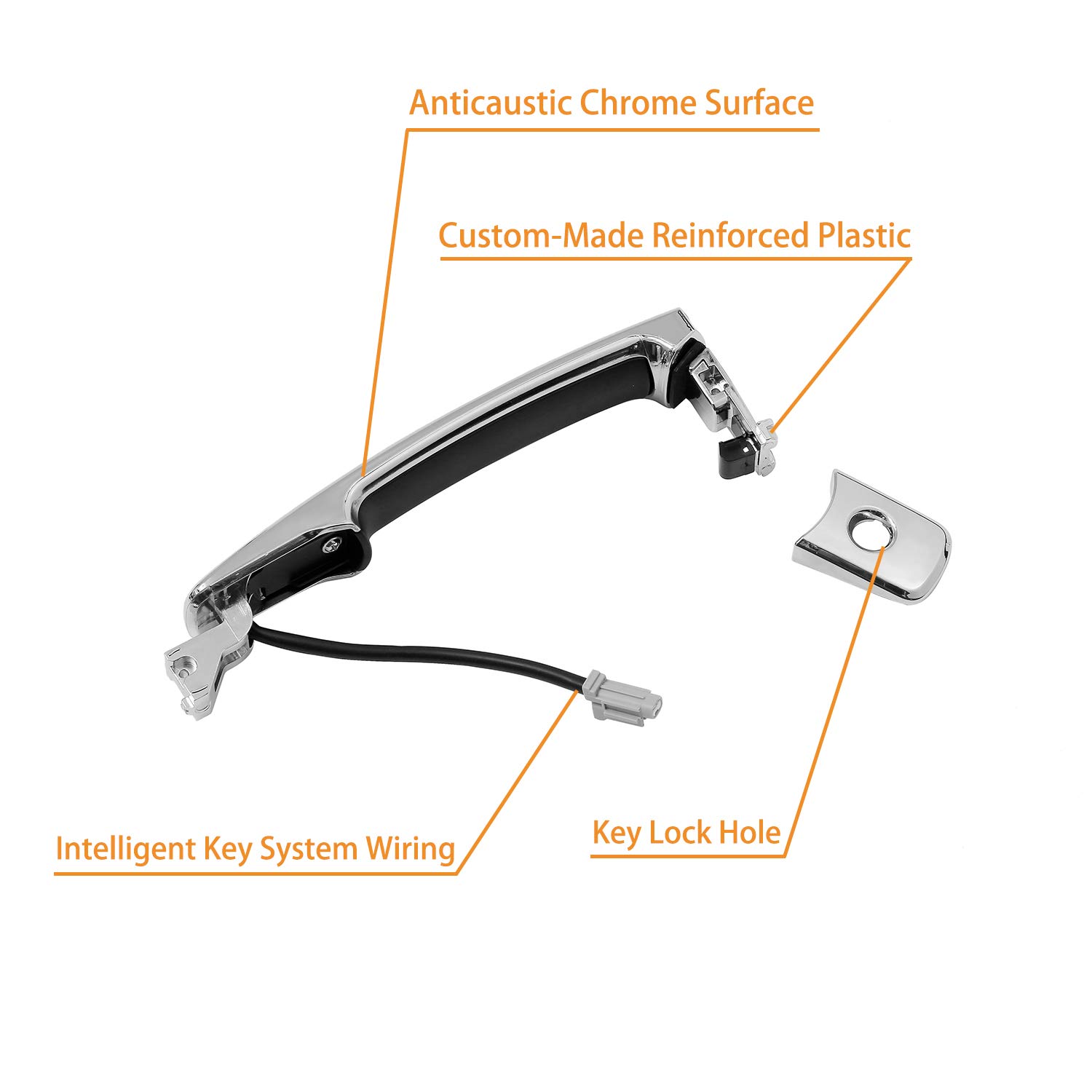 Exterior Door Handle Front Left Driver Side | Smart Entry Keyless | Replacement for 2003-2008 Infiniti FX35 FX45 2003-2007 Nissan Murano 2008-2009 Nissan Rogue | Replaces# 80640-CB01A, 82645-CA000