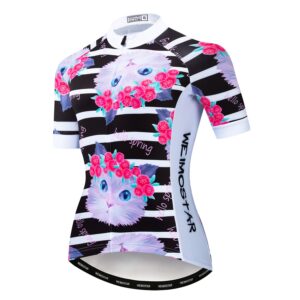 JPOJPO Women Cycling Jersey Short Sleeve Breathable Biking Shirt Tops Bike Clothing