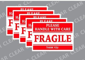 2" x 3" fragile stickers handle with care thank you red (red fragile stickers, 50 stickers)