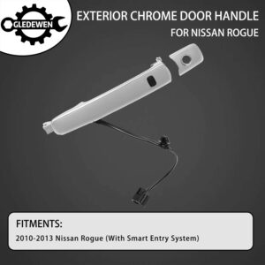 Exterior Chrome Door Handle Front Left Driver Side with Keyhole | Smart Entry Keyless | for 2010-2013 Nissan Rogue | Replaces# 80640-CZ31B, 80645-CA000