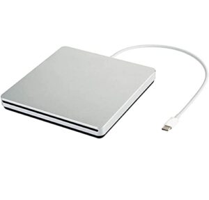 external cd dvd drive usb c cd dvd burner/writer slim portable slot in cd dvd reader for macbook pro/air/mac/laptop/windows10 (sliver)