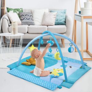 Baby Play Gym & Activity Mat for Boys Unisex with Developmental Hanging Toys for Infants Toddlers and Newborns Ages 0 +