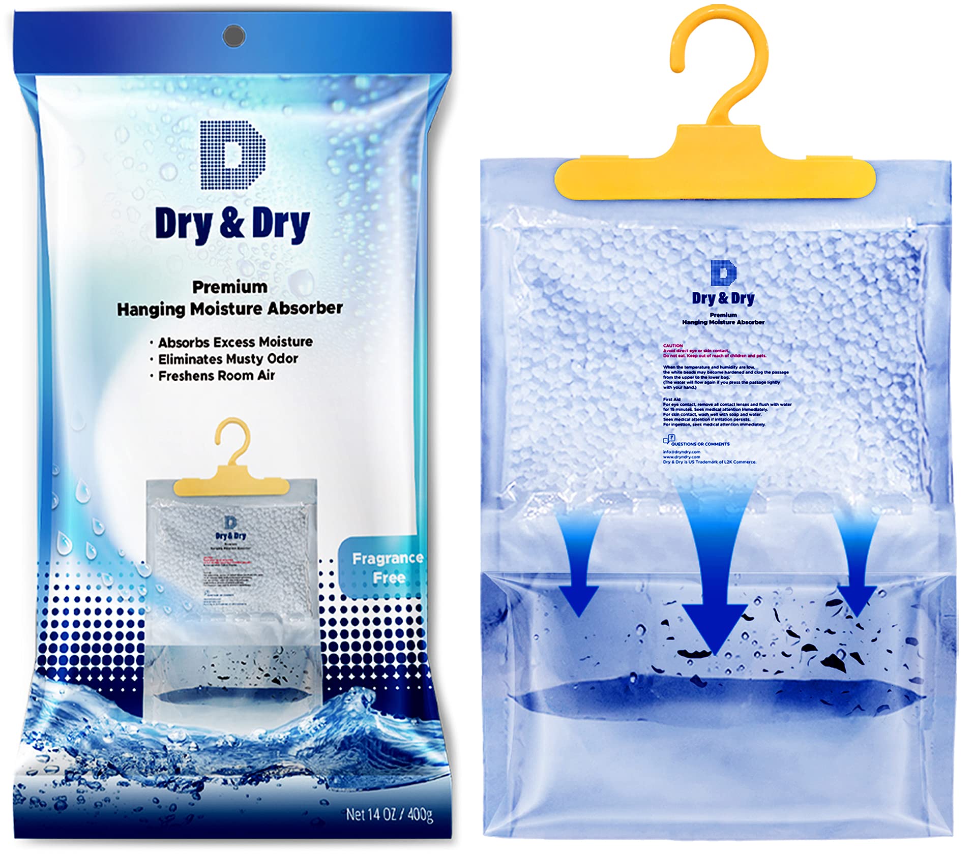 Dry & Dry 5 Pack[14 OZ] Premium Moisture Absorbers Dehumidifiers for Home Dehumidifier for Basement Dehumdifiers for Bedroom Small Dehumidifiers - Dehumidifiers Moisture Absorber