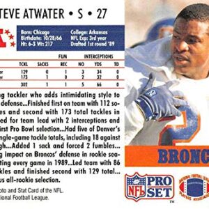 1991 Pro Set Football Card #136 Steve Atwater Denver Broncos Official NFL Trading Card