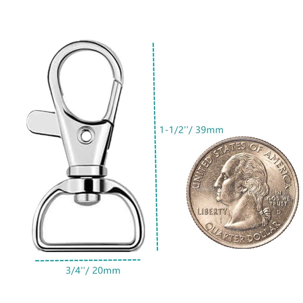 40PCS Swivel Snap Hooks, Premium Lanyard Snap Hook for Lanyard and Sewing Projects (3/4” Inside Width)