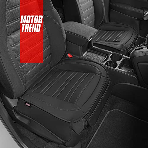 Motor Trend Seat Covers for Cars Trucks SUV, Faux Leather 2-Pack Black Padded with Storage Pockets, Premium Interior Car Seat Cover