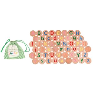 the freckled frog-ff2999 matching pairs - alphabet - set of 52 - ages 2+ - wooden memory game for preschoolers and elementary kids - match uppercase and lowercase - teach letters, words and colors