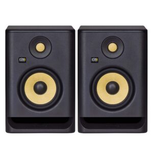 krk rp5 rokit 5 g4 professional bi-amp 5" powered studio monitor pair, black