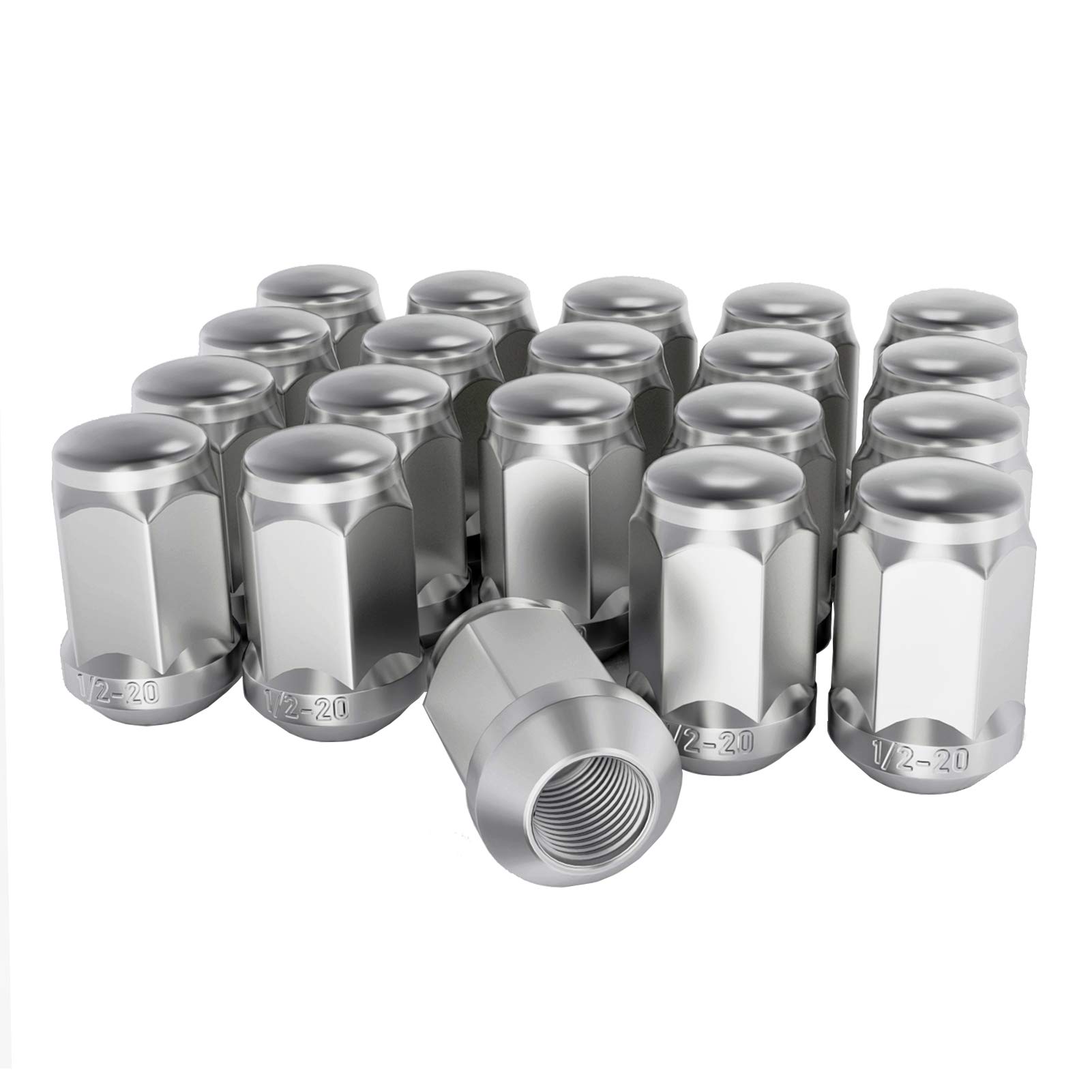 NPAUTO Chrome Wheel Lug Nuts 1/2 x 20, 1.38" 3/4" Hex Conical Replacement for Ford Mustang Edge Ranger Flex Explorer E-150 Crown Victoria, Dodge Ram 1500, Pack of 20