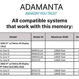 Adamanta 64GB (2x32GB) Memory Upgrade for 2020 Apple iMac 27" w/Retina 5K Display, 2019 Apple iMac 27" w/Retina 5K Display, 2018 Apple Mac Mini DDR4 2666Mhz PC4-21300 SODIMM 2Rx8 CL19 1.2v DRAM RAM