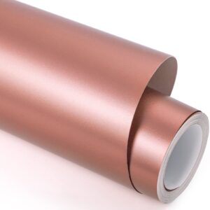 girafvinyl satin rose gold permanent vinyl 12" x 6 ft matte metallic vinyl permanent for cup car home decor,