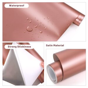 GIRAFVINYL Satin Rose Gold Permanent Vinyl 12" x 6 ft Matte Metallic Vinyl Permanent for Cup Car Home Decor,