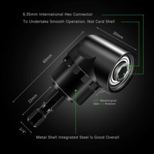 Impact Grade Driver Sockets Adapter Extension Set Drill Bit+Right Angle Drill,3Pcs 1/4 3/8 1/2" Universal Socket Adapter Set,105 Degree Right Angle Screwdriver set Drill Hex Bit Socket Adapter