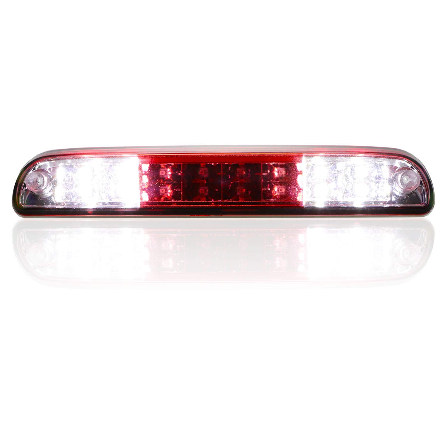 LED 3rd Brake Light For 99-16 Ford F250 F350 F-450 F-550 Super Duty 93-11 Ford Ranger, 01-05 Ford Explorer Sport Trac High Mount Stop Light Cargo Lamp (Chrome Housing Red Lens)