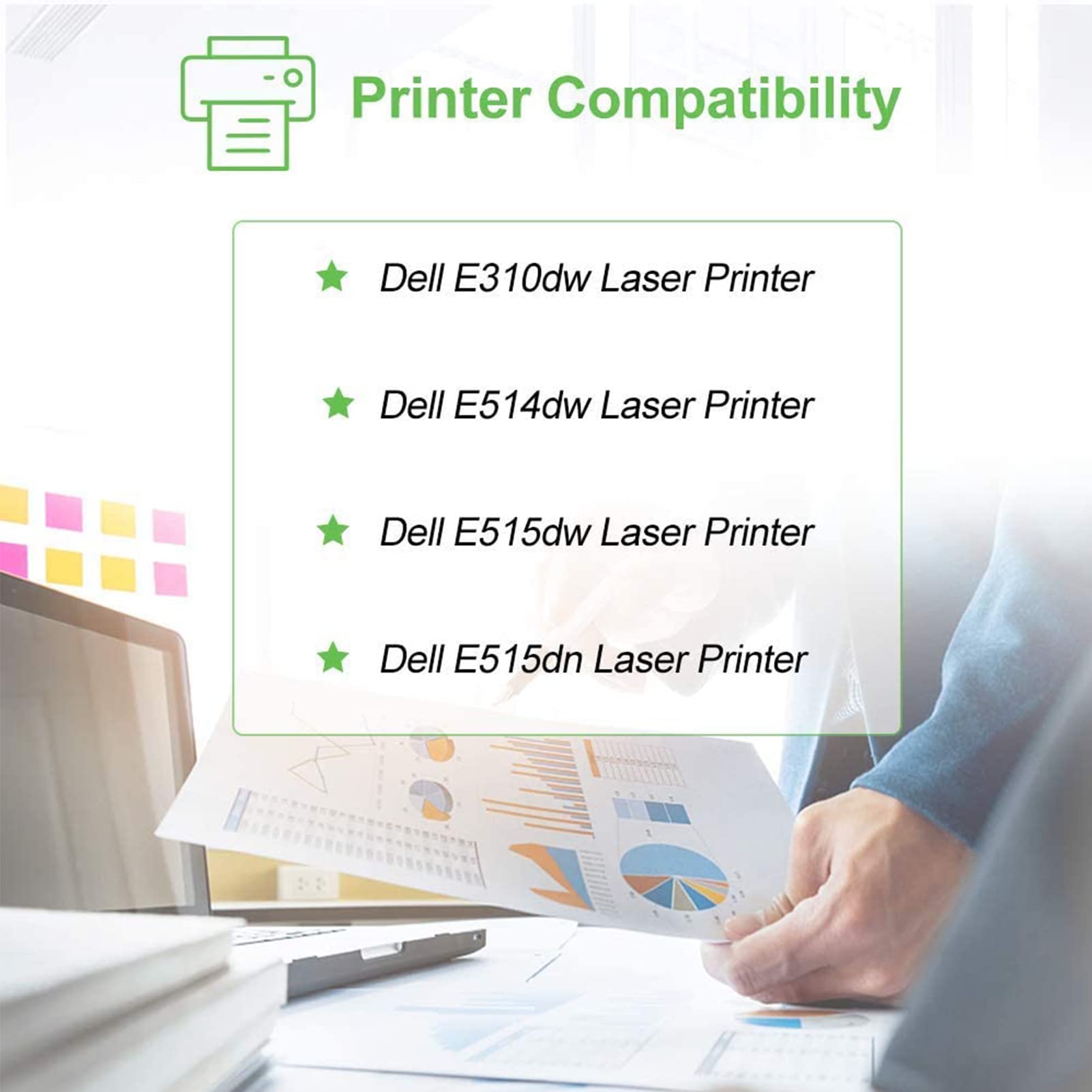 SINOPRINT E310 E310dw Drum, Compatible Replacement for Dell E310dw E514dw E515dw E515dn E515 E514 Drum Unit (Dell PVTHG, 593-BBKD, P7RMX) High Yield 12,000 Pages (2-Pack)