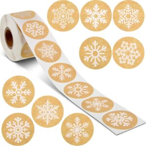 Snowflake Label Stickers Happy New Year Stickers Thank You Seal Stickers Valentine's Day Stickers Inspirational Quote Stickers (White Snowflakes, 500 Pieces)