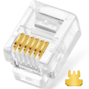 NECABLES 20Pack Telephone Modular Plug RJ11/RJ12 6P6C Connector for Phone Line Cord (Compatible with Both Solid and Stranded Wire)