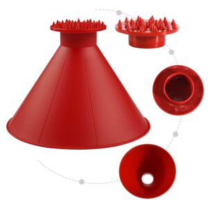 Magical Car Ice Scraper with Funnel,2 Pack Cone Windshield Ice Scrapers,Round Snow Scraper for Car(Red)