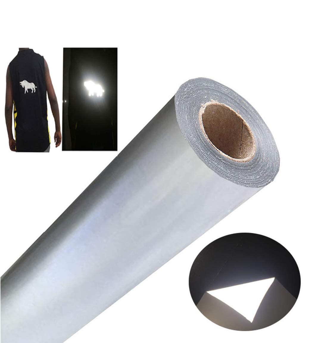 FUNKAKA Heat Transfer Vinyl Reflective Light Gray HTV Roll, 12" x 10ft Reflective Iron on Vinyl for All Cutter Machine, Reflective HTV Vinyl for T-Shirts Easy to Cut & Weed for Heat Vinyl DIY Design