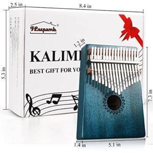 FLSEPAMB Kalimba 17 Key Thumb Piano with Mahogany Wood Portable Mbira Finger Piano Gifts for Kids and Piano Beginners Professional (Blue)