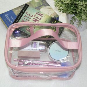 ANEMEL Toiletry Bag Makeup Cosmetic Clear Bag Portable Waterproof Transparent Travel Storage Pink