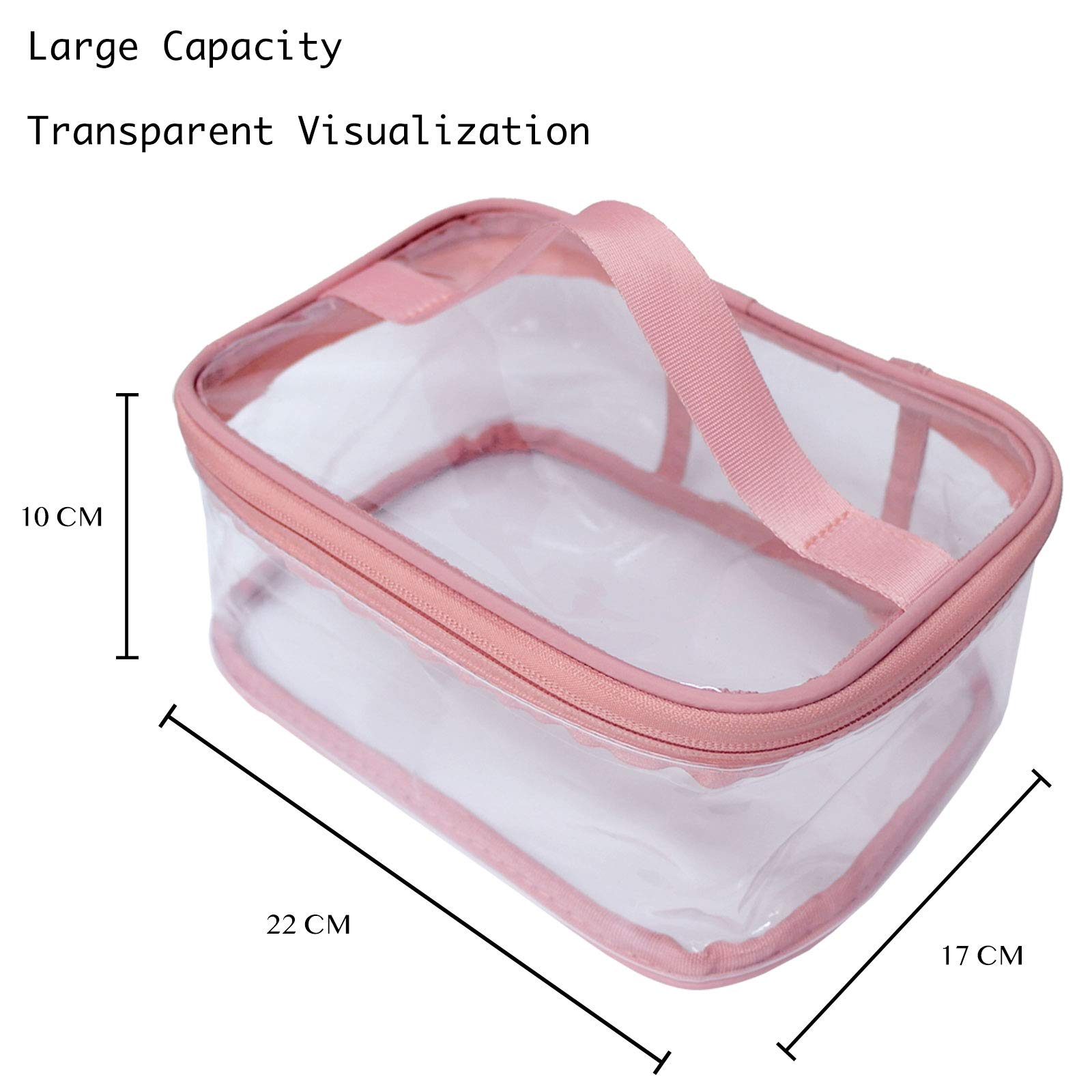 ANEMEL Toiletry Bag Makeup Cosmetic Clear Bag Portable Waterproof Transparent Travel Storage Pink