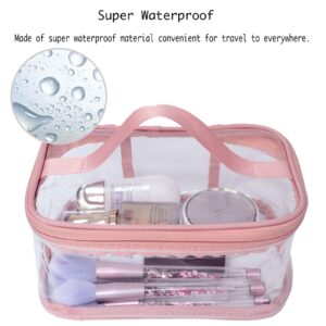 ANEMEL Toiletry Bag Makeup Cosmetic Clear Bag Portable Waterproof Transparent Travel Storage Pink