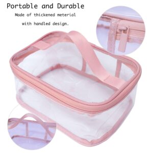 ANEMEL Toiletry Bag Makeup Cosmetic Clear Bag Portable Waterproof Transparent Travel Storage Pink