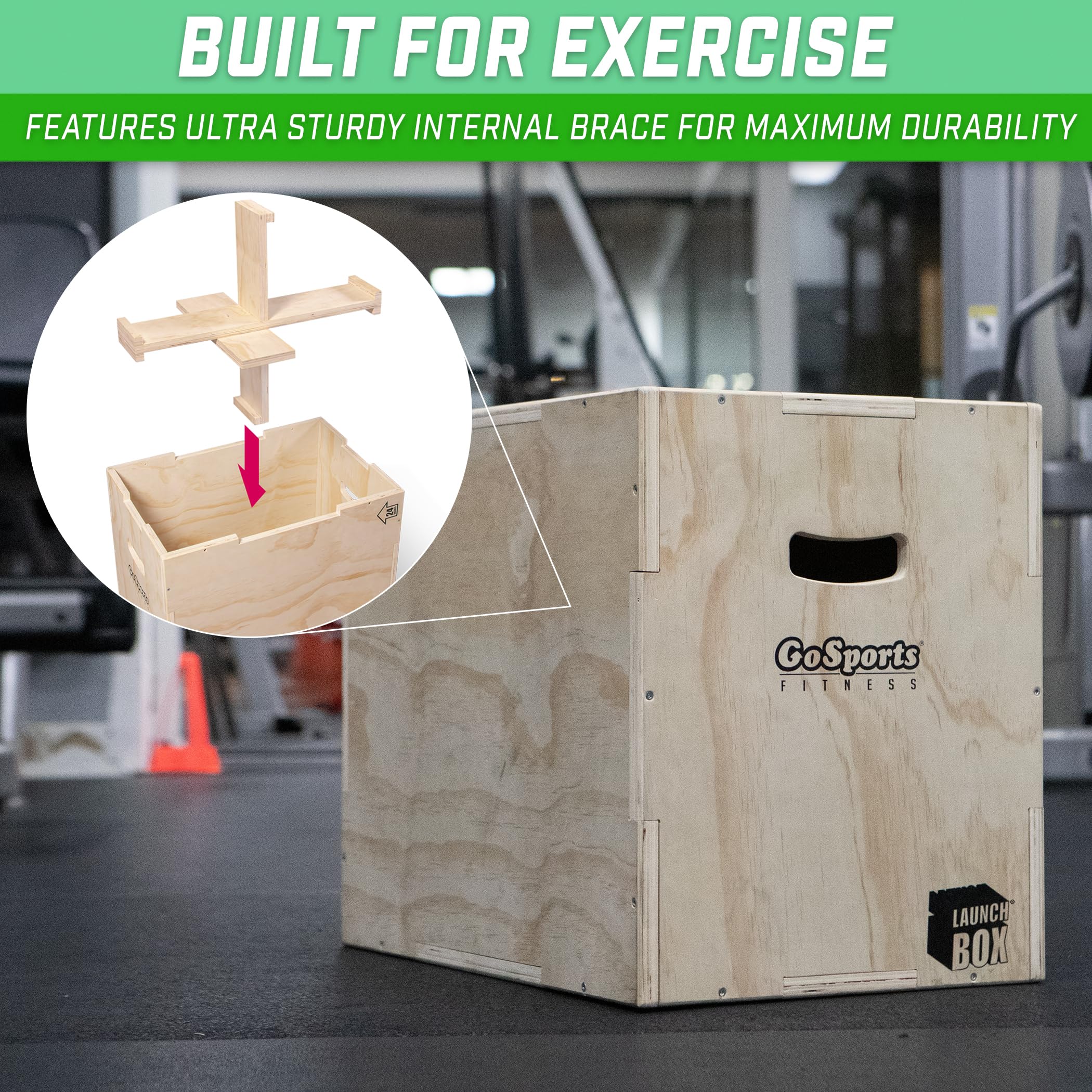 GoSports Fitness Launch Box - 3-in-1 Plyo Jump Box for Exercises of All Skill Levels