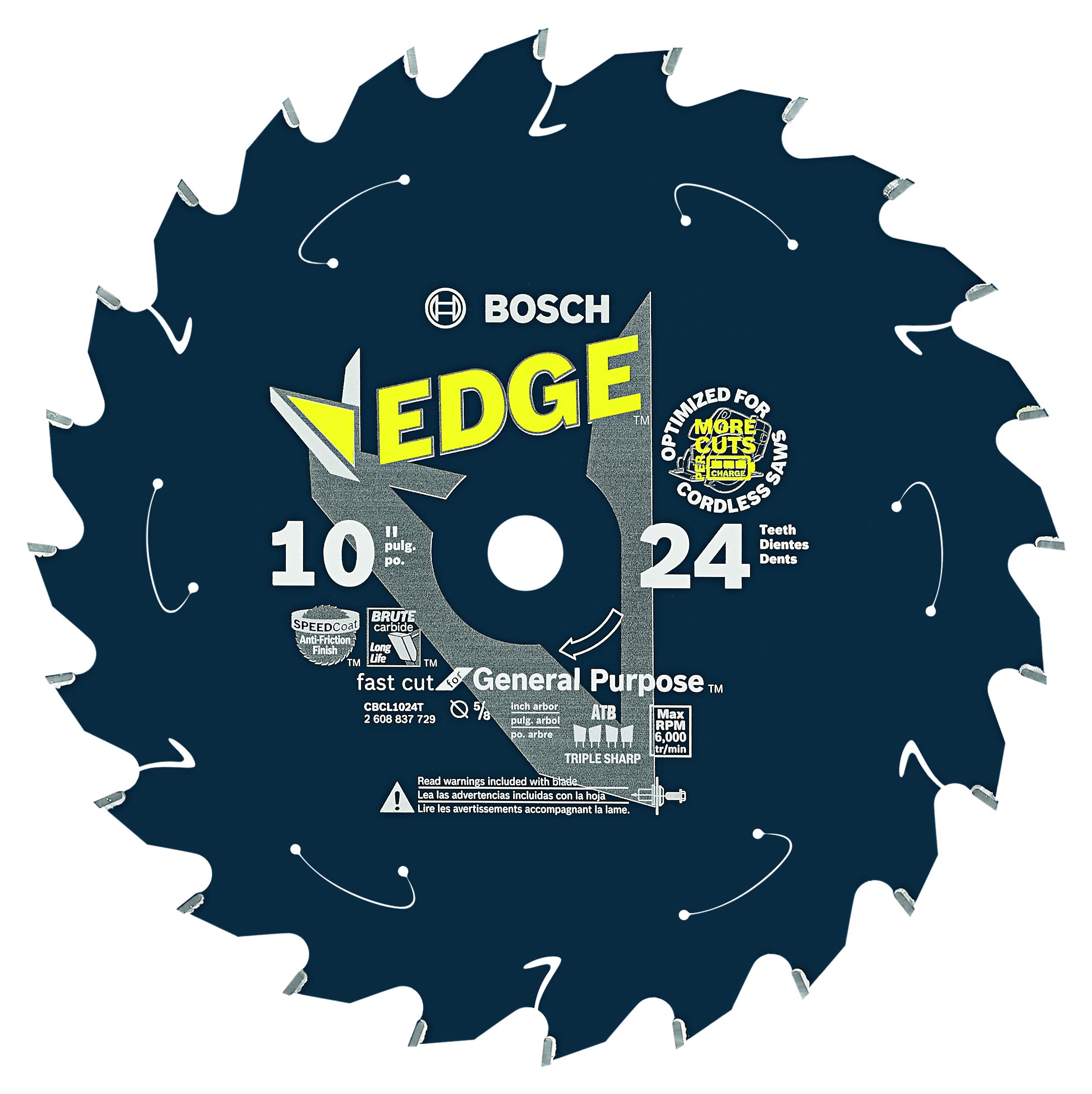 Bosch CBCL1024T 10 In. 24 Tooth Edge Cordless Circular Saw Blade for General Purpose