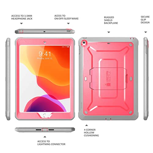 SUPCASE for iPad 9th Generation Case with Screen Protector (Unicorn Beetle Pro), [Built-in Stand] Heavy Duty Rugged Protective Case for iPad 10.2 9th / 8th / 7th Generation (2021/2020/2019), Pink