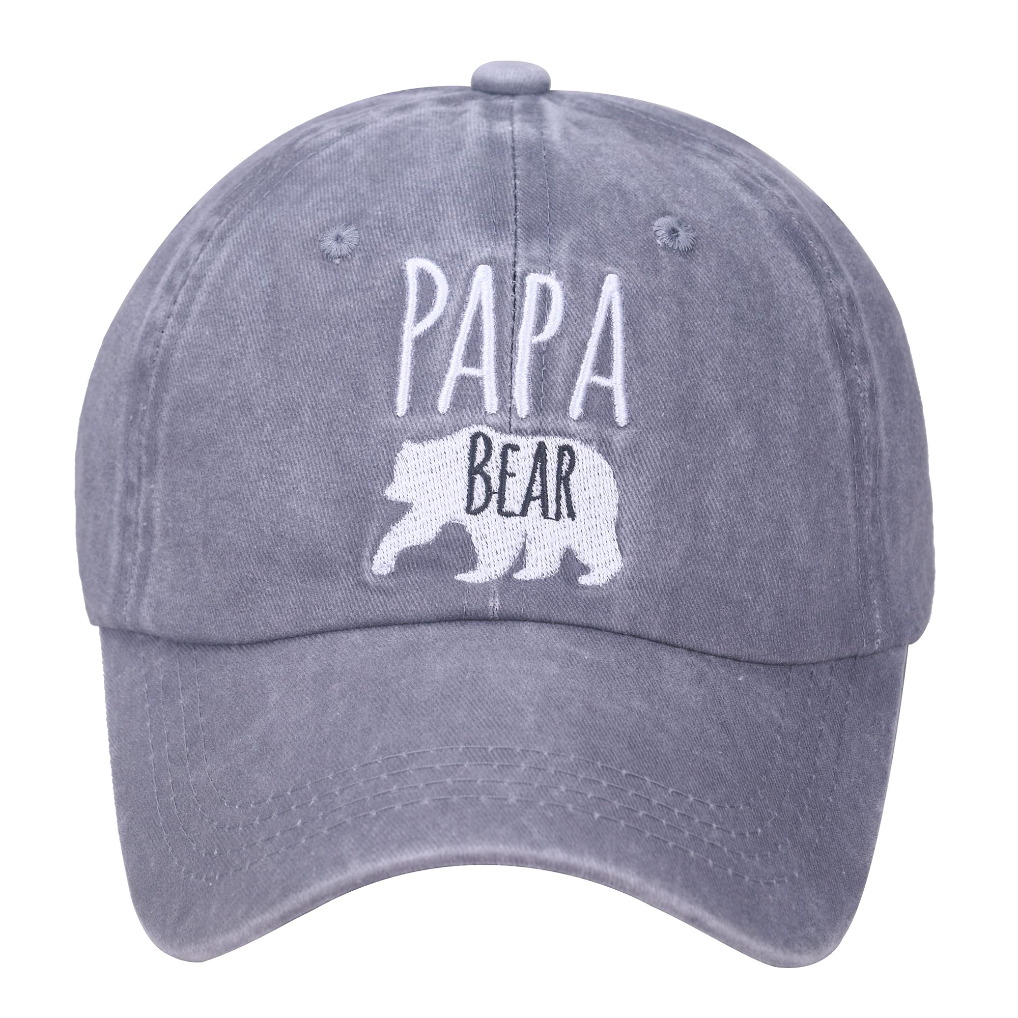 Waldeal Men's Papa Bear Embroidered Baseball Cap, Washed Denim Adjustable Dad Hat