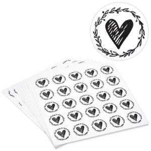paper junkie 250-pack heart stickers for greeting cards, envelope stickers for wedding invites, thank you cards, letters, clear vinyl save the date labels (1.25 in)