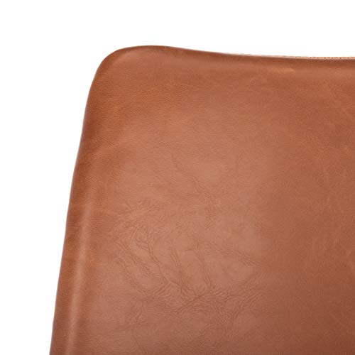 Safavieh Home Dawn Mid-Century Modern Light Brown Faux Leather and Stainless Steel Swivel Office Arm Chair