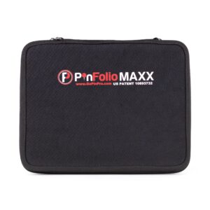 pinfolio maxx pin display bag, lightweight & slim sports & disney pin book designed for storage & easy trading up to 120 1-inch enamel pins (black)