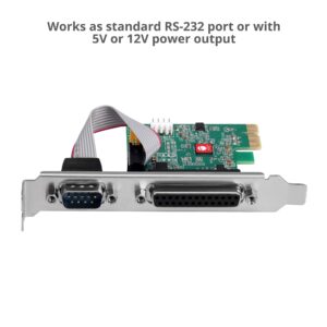 SIIG Single Serial Port/RS-232 and Single Parallel Port PCIe Card Compatible with 16C550 UART (JJ-E20311-S1)