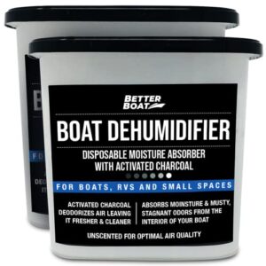 moisture absorber boat dehumidifier moisture absorbers charcoal smell remover to get rid of damp smell & humidity | no refill for basement, closet, home, rv or boating unscented fragrance free 2 pack