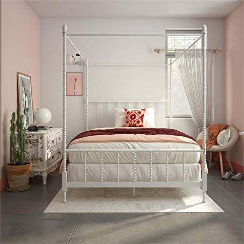 DHP Emerson Metal Canopy Bed in Queen Size Frame in White