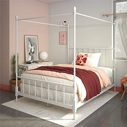 DHP Emerson Metal Canopy Bed in Queen Size Frame in White