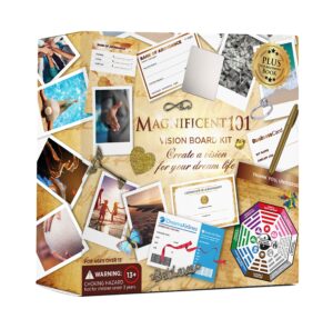 magnificent 101 large 23" x 17" feng shui vision board kit | create a board of your ambitions & turn your dreams into reality by visualizing & manifesting those life goals | gift for women