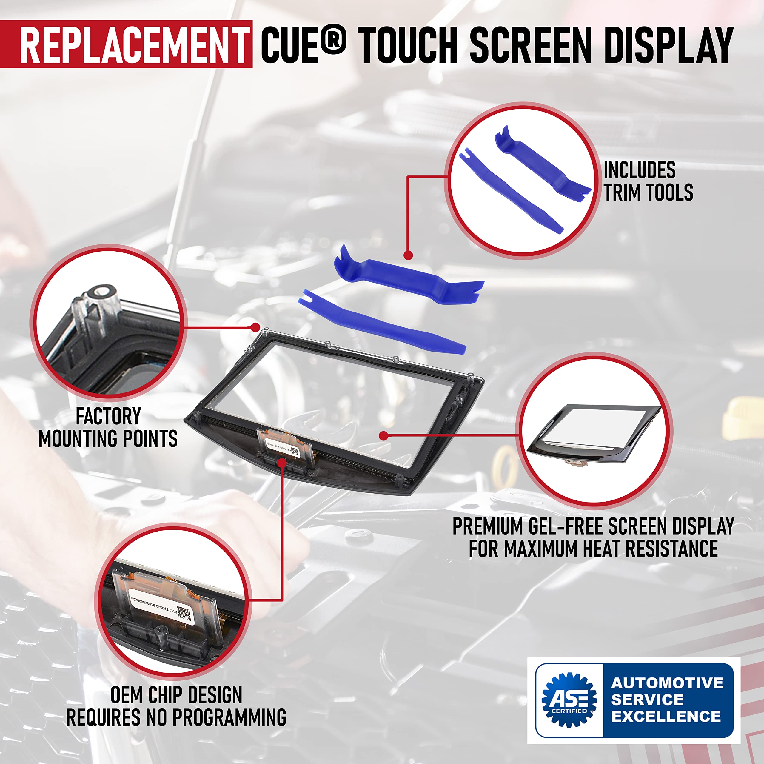 Replacement CUE Touch Screen Display - Compatible with Cadillac Vehicles - ATS, CTS, ELR, Escalade, ESV, SRX, XTS - Premium Gel-Free Infotainment Screen - Replaces Screens For 22980208, 22986276