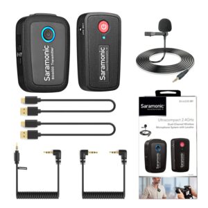 saramonic blink500 b1 ultracompact 2.4ghz dual-channel wireless microphone system tx+rx for dslr mirrorless camera iphone android for tiktok podcast facebook live youtube video recording