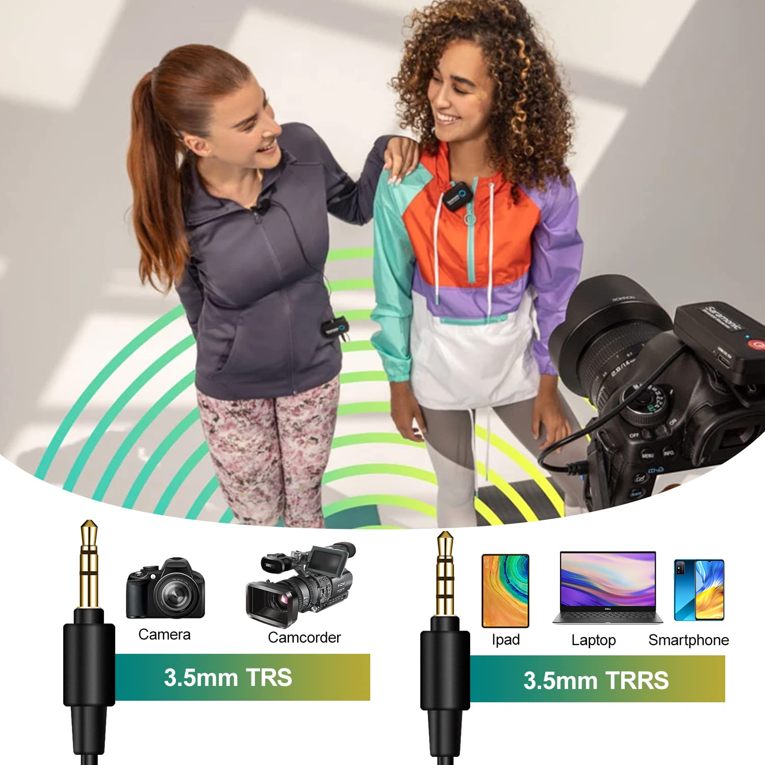 Saramonic Blink500 B1 Ultracompact 2.4GHz Dual-Channel Wireless Microphone System TX+RX for DSLR Mirrorless Camera iPhone Android for Tiktok Podcast Facebook Live YouTube Video Recording