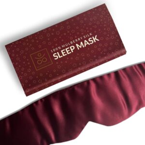 samadhaan 100% mulberry silk eye mask for sleeping - sleep face mask for side sleepers eye mask for men women adjustable headband - blackout eye mask for sleeping - flight essentials (maroon masks)