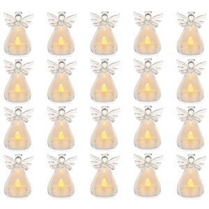 pack of 20 hanging glass candle holders angel candleholders with led tealight candle inside votive decoration for wedding party restaurant hotel garden decoration,(18+2 pcs)