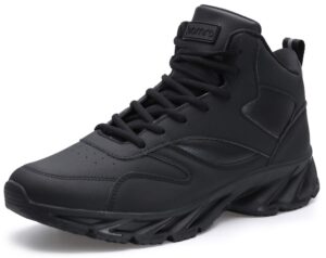 joomra men's high top shoes all black for walking jogging gym fitness travel lace up high mid ankle cushion trainer athletic tennis sneakers size 11