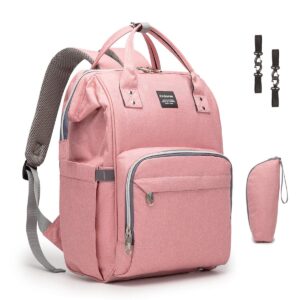 erdoran diaper bag backpack multifunction waterproof travel baby bag with usb charging port for mom, large capacity, stylish and durable, pink
