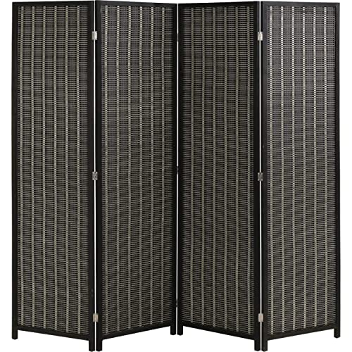 Bamboo Room Divider Folding Privacy Screen 4 Panel 72 Inches High 17.7 Inches Wide Room Divider for Living Room Bedroom Study,Black