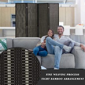 Bamboo Room Divider Folding Privacy Screen 4 Panel 72 Inches High 17.7 Inches Wide Room Divider for Living Room Bedroom Study,Black